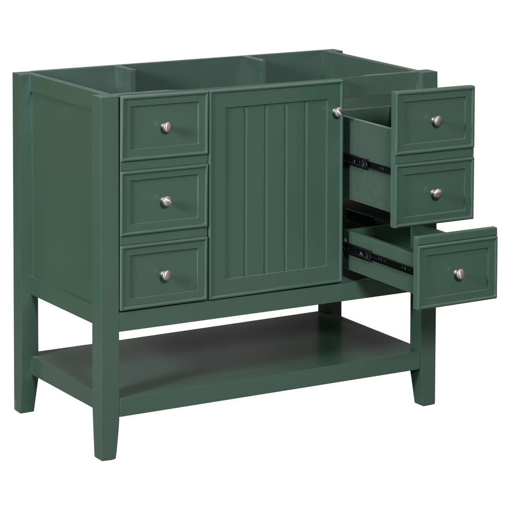 Leoglint 36" Bathroom Vanity without Sink, Cabinet Base Only, One Cabinet and three Drawers, Green