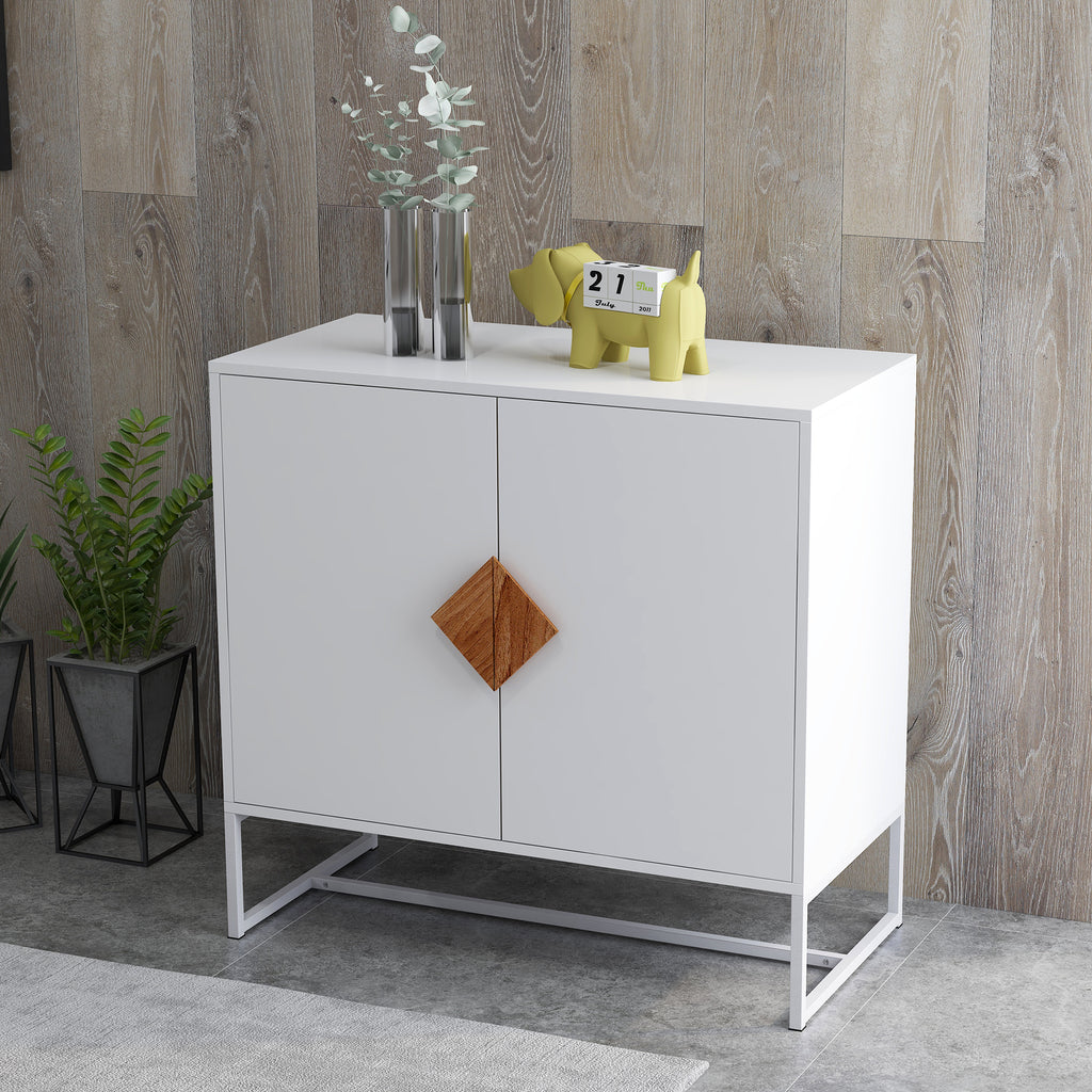 Leoglint Solid wood square shape handle 2 doors sideboard