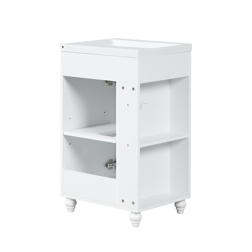 Leoglint 20" Bathroom Vanity with Sink, Bathroom Vanity Cabinet with Two-tier Shelf, Adjustable Shelf, Solid Wood and MDF, White