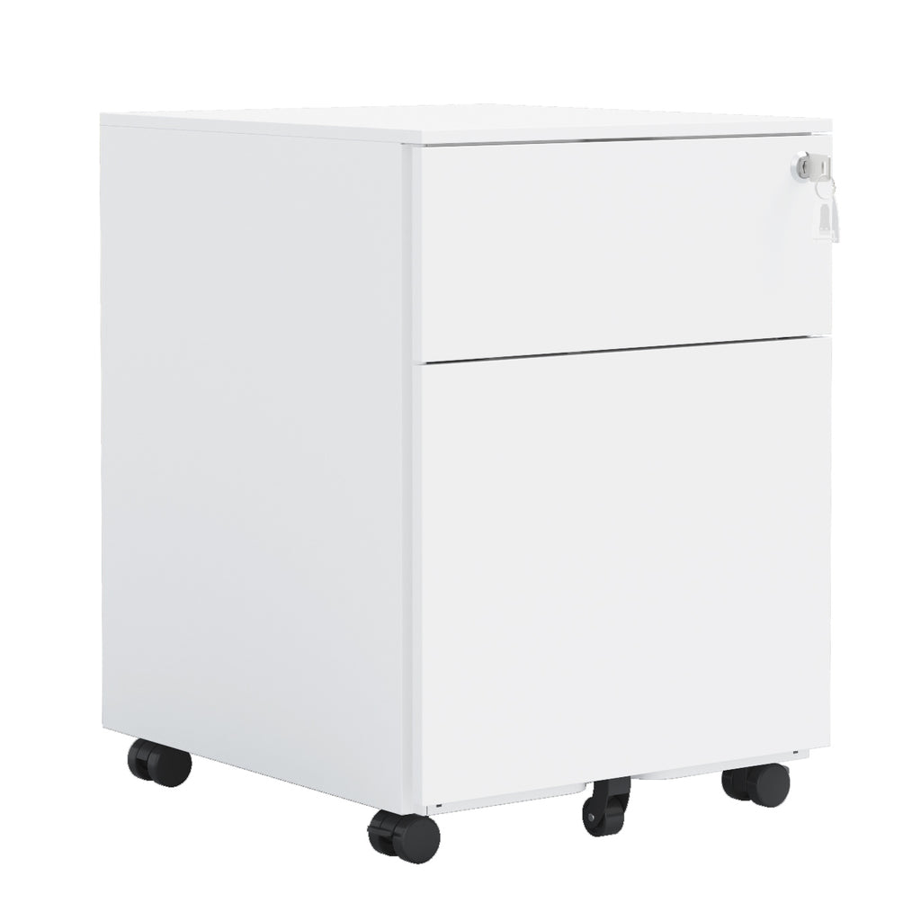 Leoglint 2 Drawer Mobile File Cabinet with Lock Steel File Cabinet for Legal/Letter/A4/F4 Size, Fully Assembled except for Wheels, Home/ Office Design, White