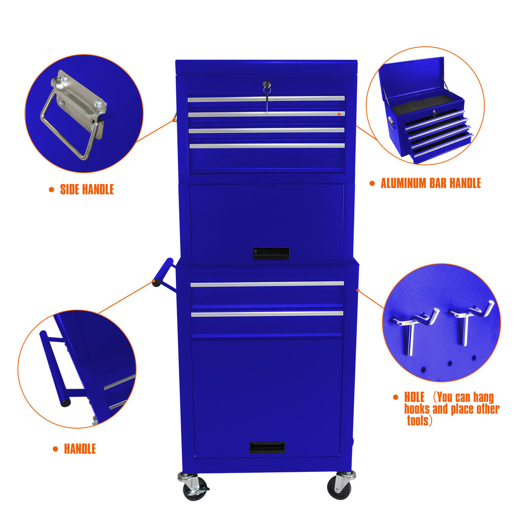 Leoglint High Capacity Rolling Tool Chest with Wheels and Drawers, 6-Drawer Tool Storage Cabinet--BLUE