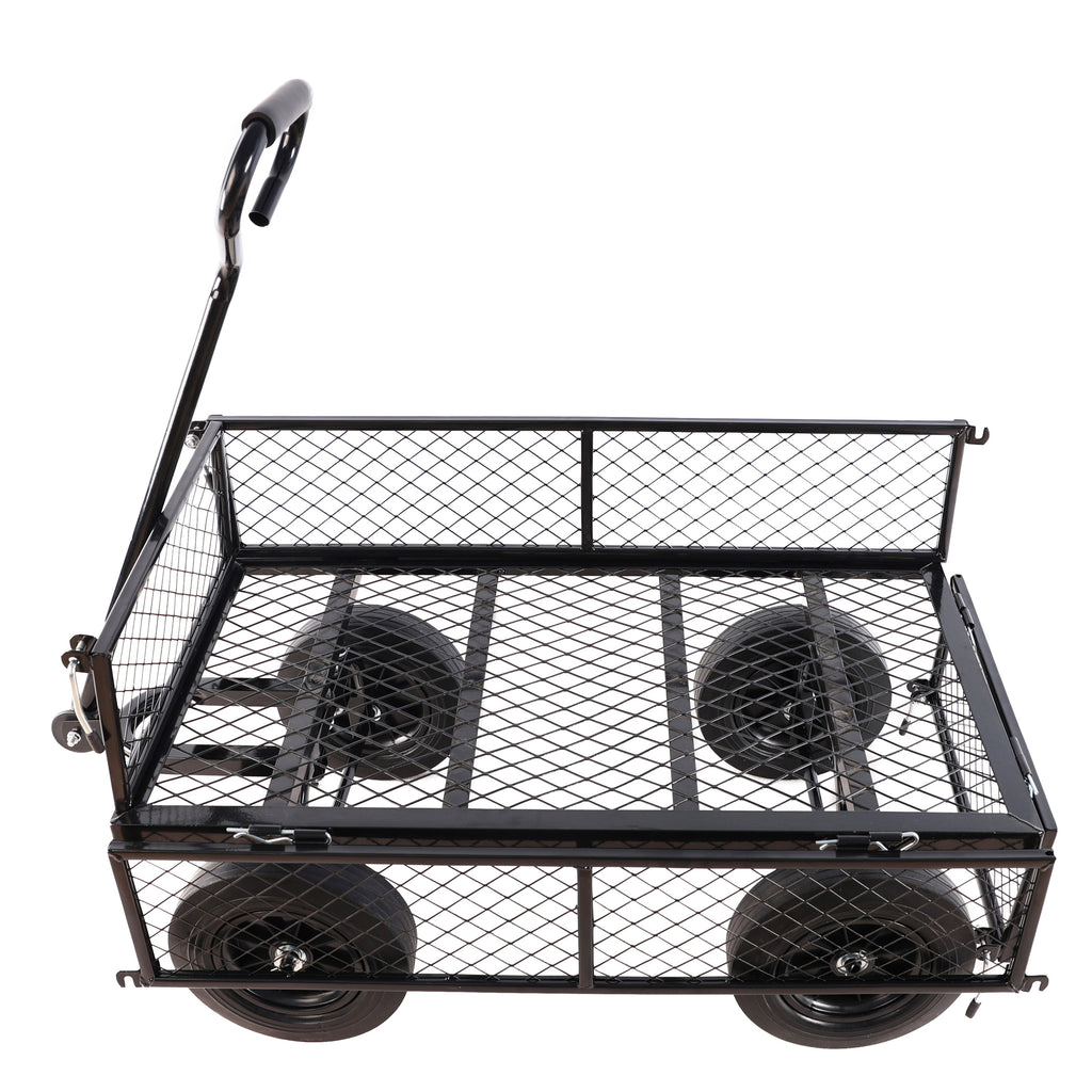 Leoglint (Black solid wheels wagon cart) Solid wheels Tools cart Wagon Cart Garden cart trucks make it easier to transport firewood