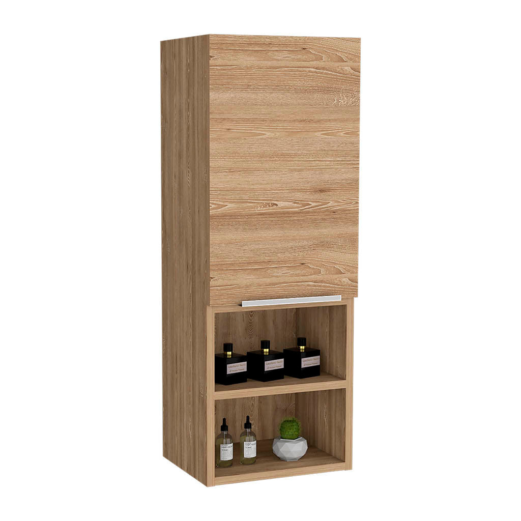 Leoglint Medicine 32H" Single Door Cabinet, Two Interior Shelves, Two External Shelves, Light Oak