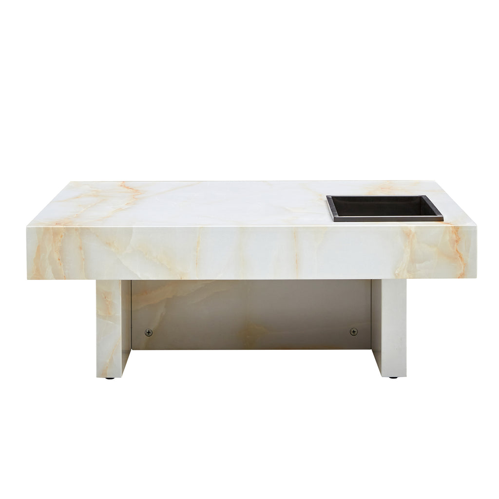 Leoglint A modern and practical coffee table with imitation marble patterns, made of MDF material. The fusion of elegance and natural fashion 31.4"* 31.4"* 12 "