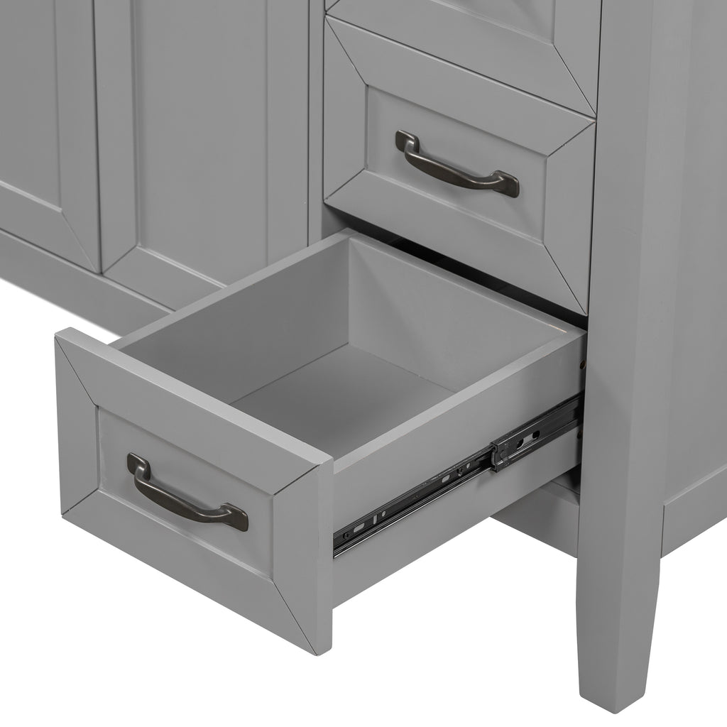 Leoglint 36" Bathroom Vanity without Sink, Cabinet Base Only, Bathroom Cabinet with Drawers, Solid Frame and MDF Board, Grey