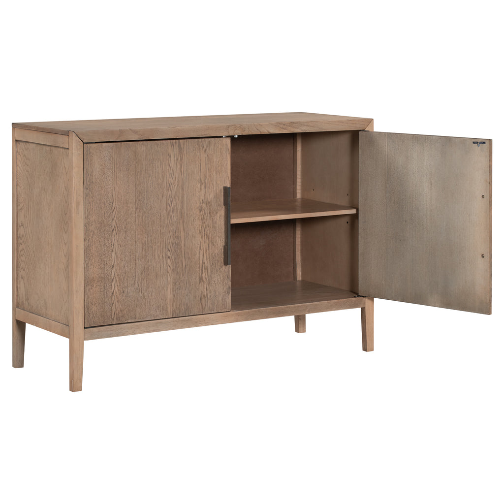 Leoglint U-Style Storage Cabinet Sideboard Wooden Cabinet with 2 Metal handles and 2 Doors for Hallway, Entryway, Living Room