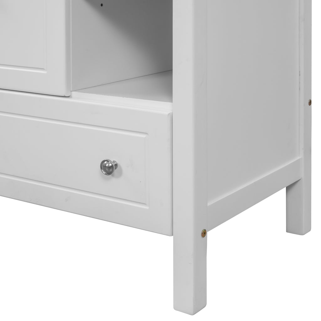 Leoglint 30" Bathroom Vanity Base Only, Solid Wood Frame, Bathroom Storage Cabinet with Doors and Drawers, White