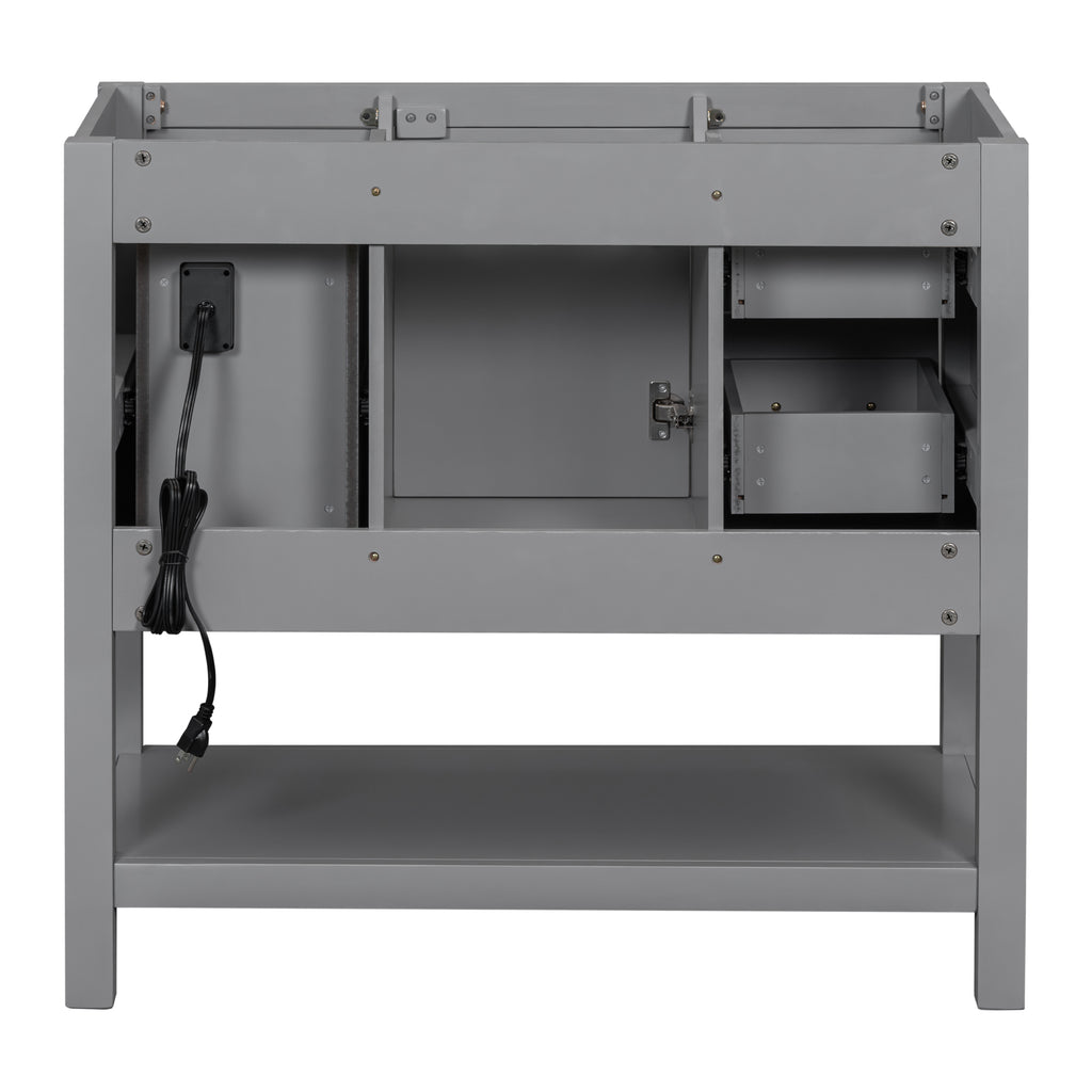 Leoglint [Cabinet Only] 36" Gray Modern Bathroom Vanity with USB(Sink not included)