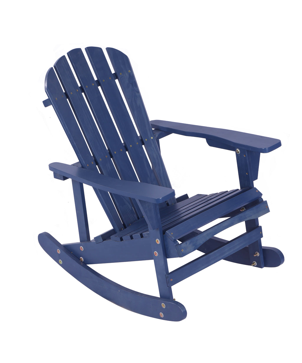 Leoglint Adirondack Rocking Outdoor Chair Solid Wood Chairs Finish Outdoor Furniture for Patio, Backyard, Garden - Navy Blue