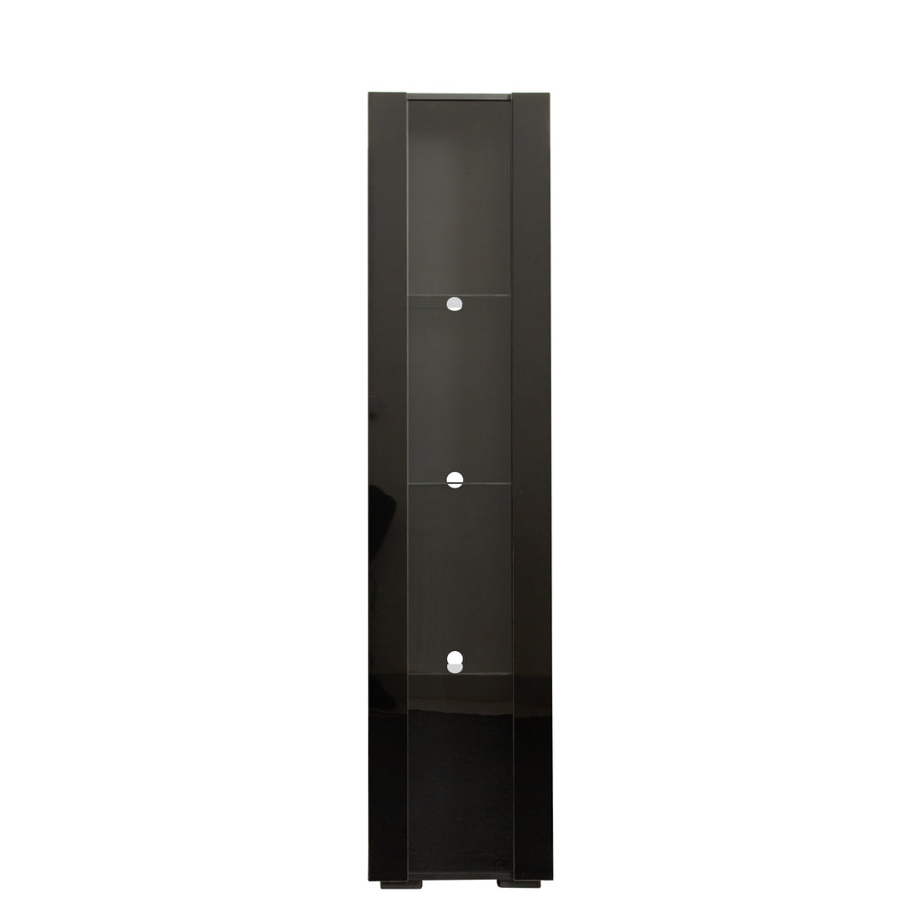 Leoglint Sideboard Black side cabinet with aluminum strip lamp,With large storage space