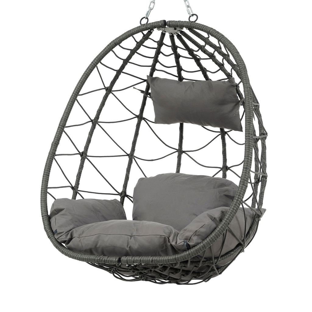 Leoglint Egg Outdoor Chair with Stand Indoor Outdoor Swing Chair Patio Wicker Hanging Egg Chair Hanging Basket Chair with Stand for Bedroom Living Room Balcony