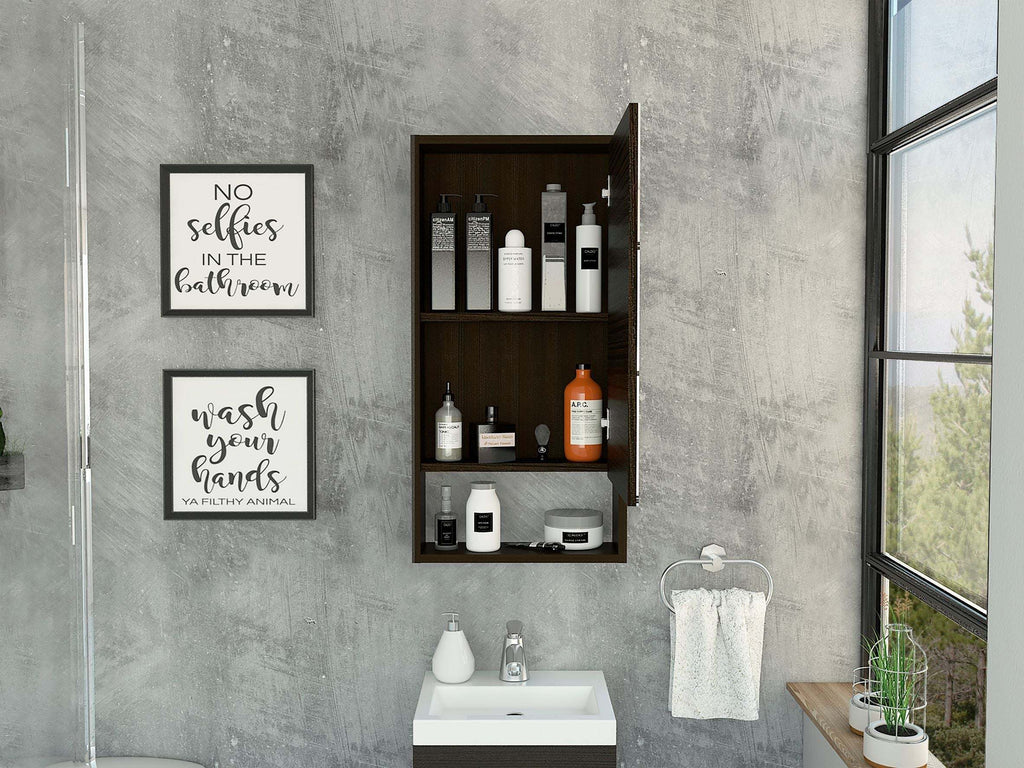 Leoglint Modesto Medicine Cabinet, One Open Shelf, Mirrored Cabinet With Two Interior Shelves