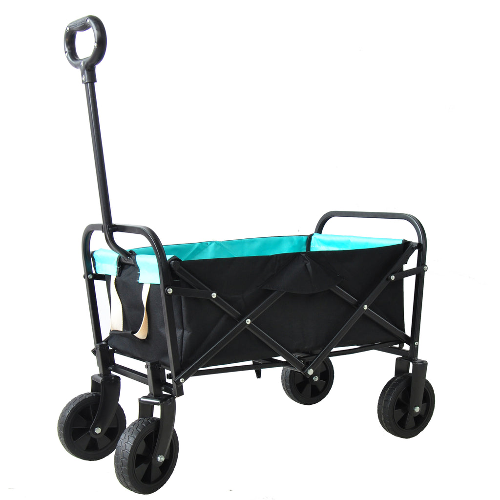 Leoglint Garden cart Mini Folding Wagon Garden Shopping Beach Cart (black+blue)