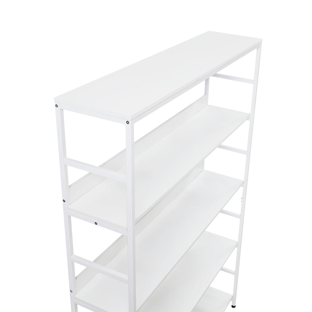 Leoglint [VIDEO] 5-Tier Home Office Bookcase Open Bookshelf Storage Large 5 Shelf Bookshelf Furniture with Metal Frame, White