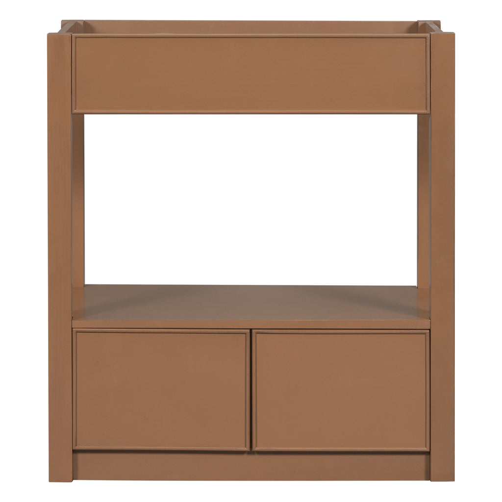 Leoglint 30" Bathroom Vanity without Sink Top, Cabinet Base Only, Open Storage Shelf and Two Drawers, Brown