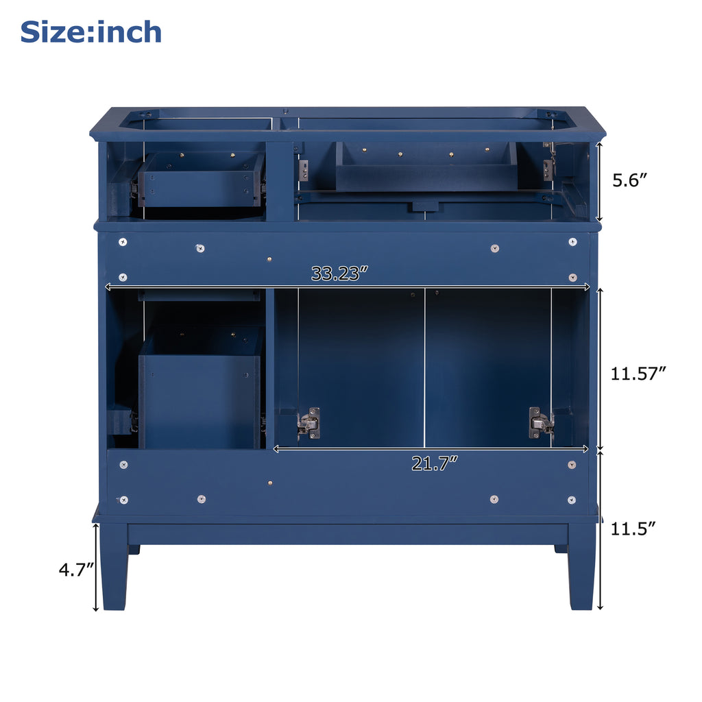 Leoglint [Cabinet Only] 36" Blue Modern Bathroom Vanity(Sink not included)