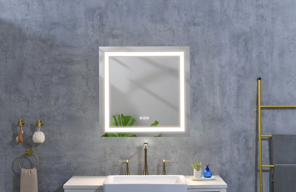 Leoglint 36x 36Inch LED Mirror Bathroom Vanity Mirrors with Lights, Wall Mounted Anti-Fog Memory Large Dimmable Front Light Makeup Mirror