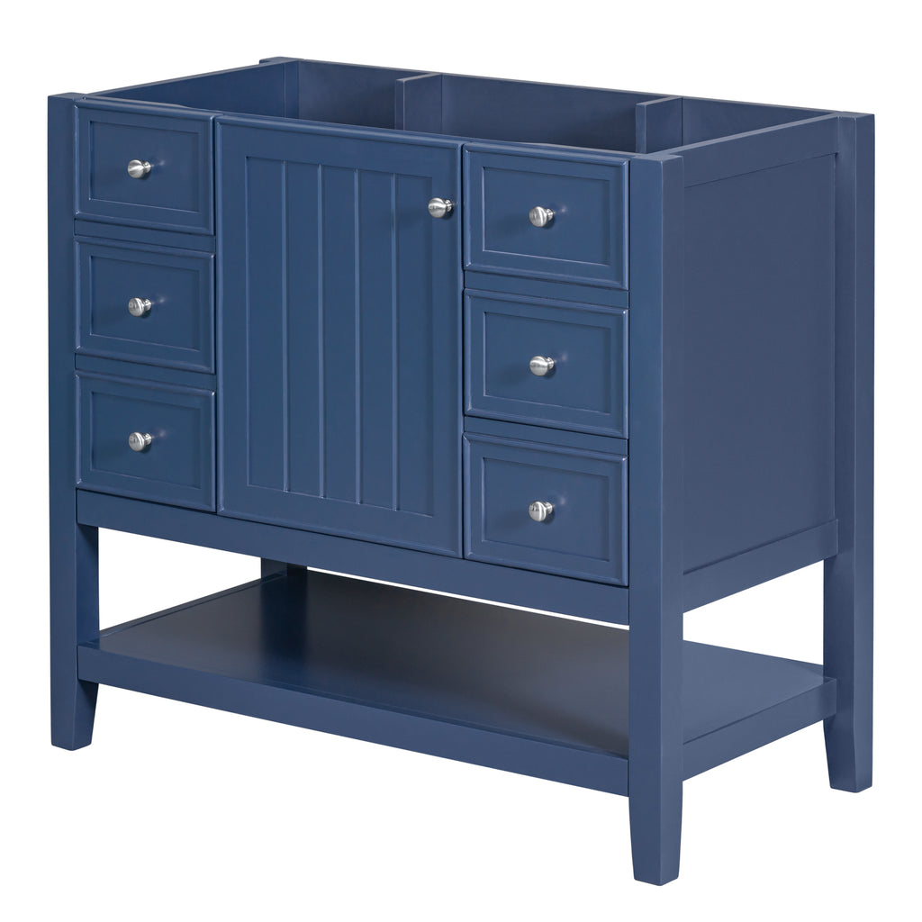 Leoglint 36" Bathroom Vanity without Sink, Cabinet Base Only, One Cabinet and three Drawers, Blue