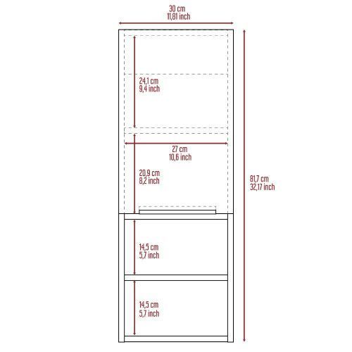 Leoglint Medicine 32H" Single Door Cabinet, Two Interior Shelves, Two External Shelves, Light Gray