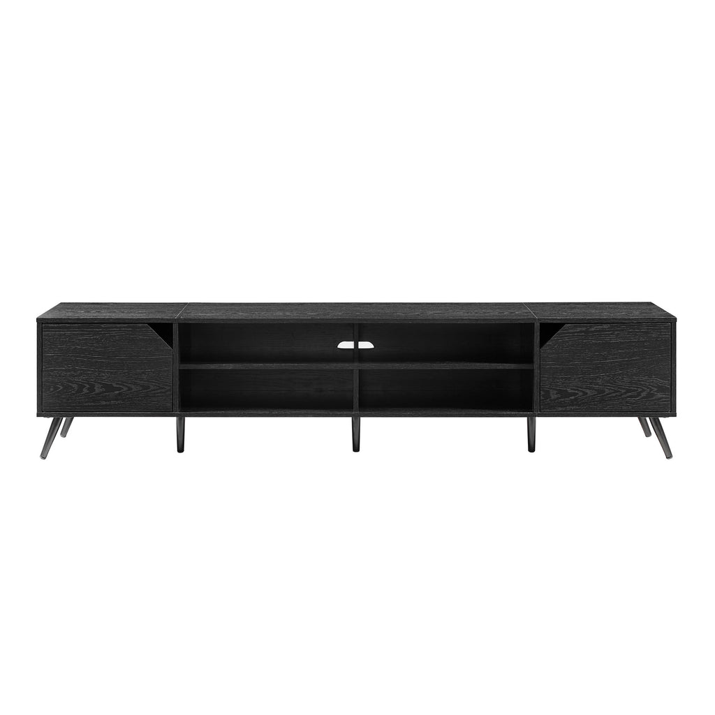 Leoglint Contemporary 2-Door Minimalist TV Stand for TVs up to 90 inches – Black