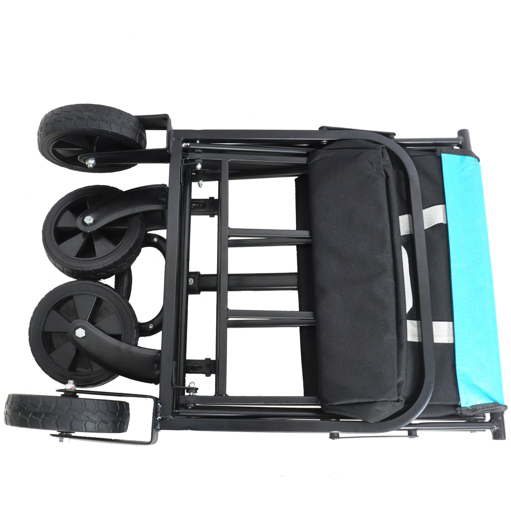 Leoglint Garden cart Mini Folding Wagon Garden Shopping Beach Cart (black+blue)