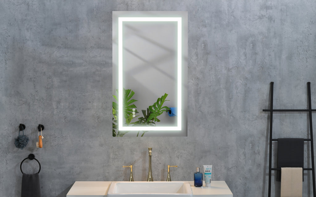 Leoglint LED Bathroom Mirror 40  "x   20" with Front and Backlight, Large Dimmable Wall Mirrors with Anti-Fog, Memory, 3 Colors, LED Vanity Mirror