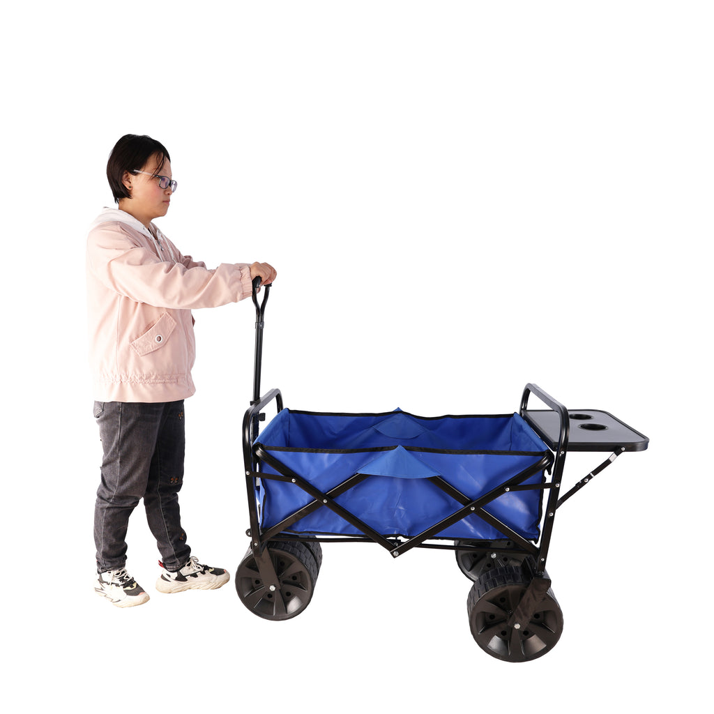 Leoglint Garden cart Folding Wagon Garden Shopping Beach Cart (Blue)