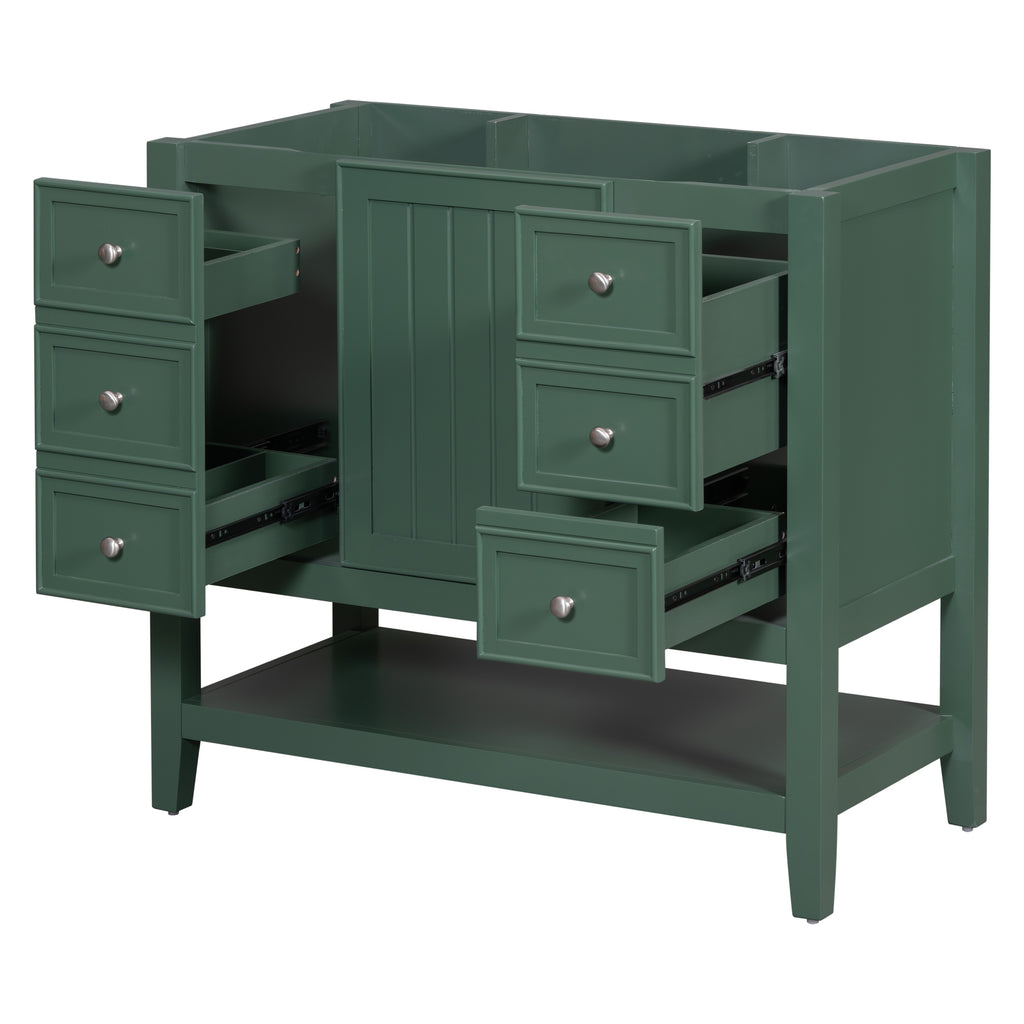 Leoglint 36" Bathroom Vanity without Sink, Cabinet Base Only, One Cabinet and three Drawers, Green