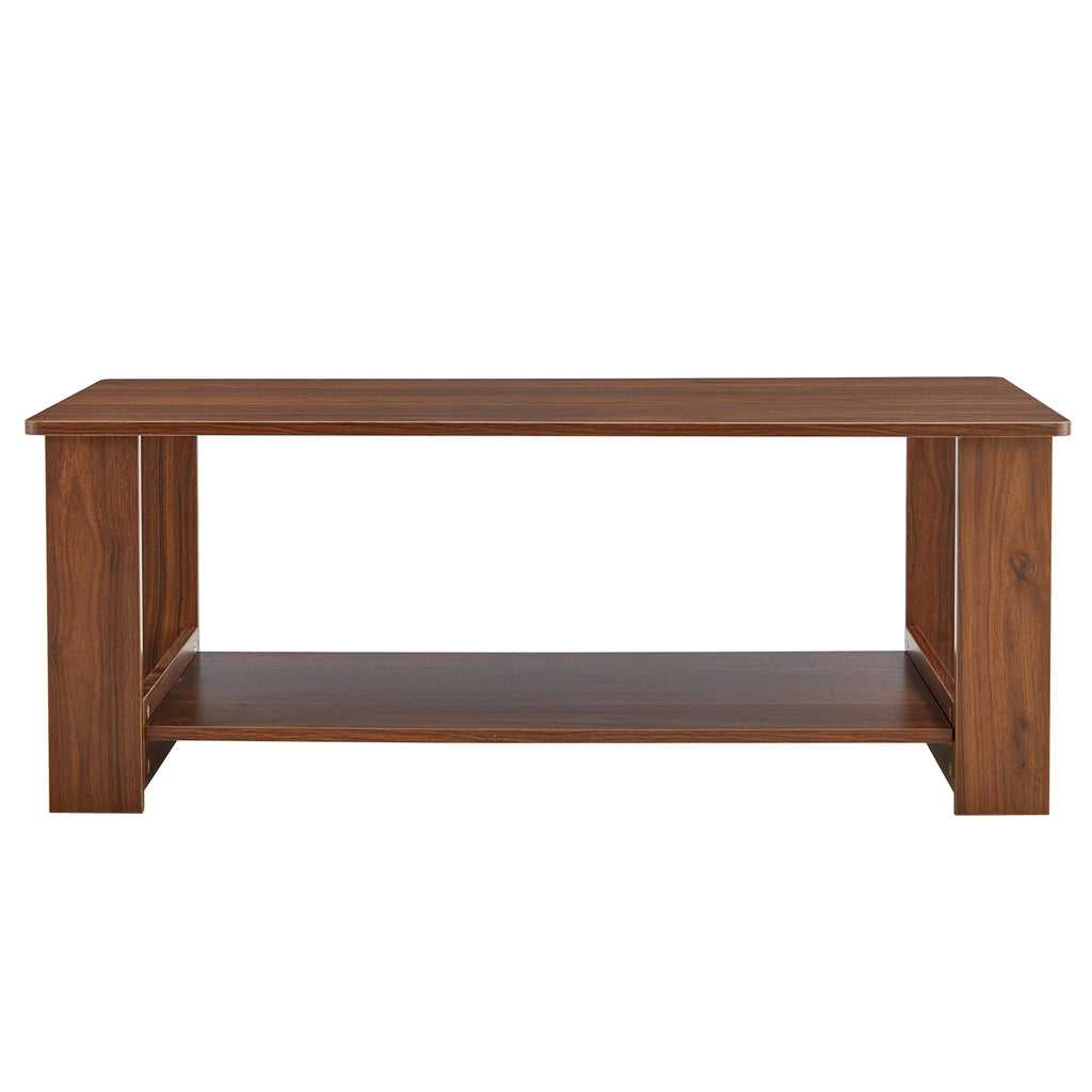 Leoglint Modern and practical walnut textured coffee tables , tea tables. The double layered coffee table is made of MDF material. Suitable for living room  43.3"*21.6"*16.5"  CT-16