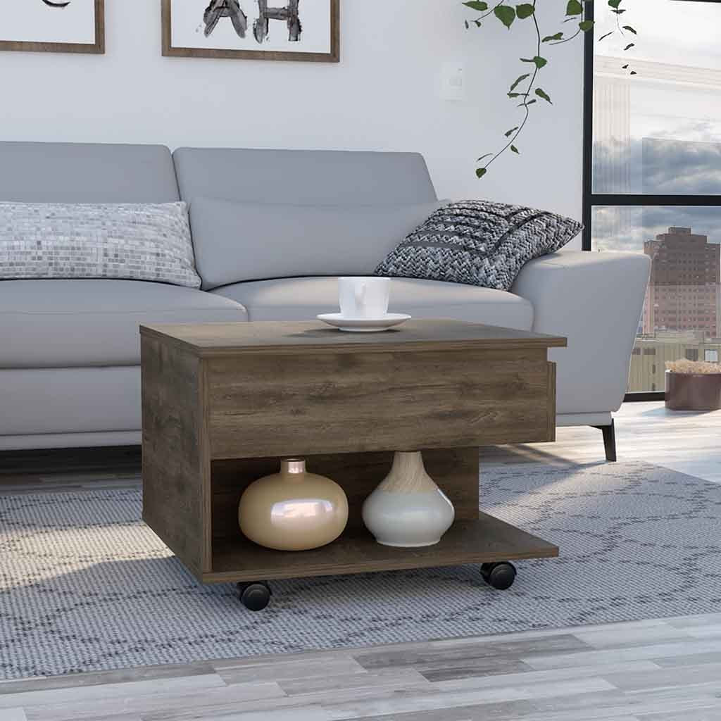 Leoglint Luanda Lift Top Coffee Table, Casters, One Shelf -Dark Brown