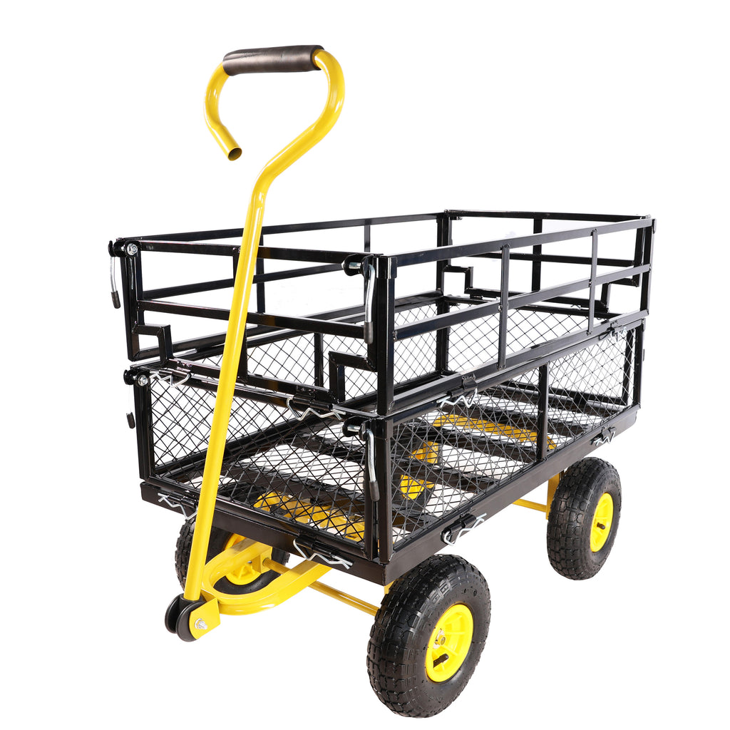 Leoglint Wagon Cart Garden cart trucks make it easier to transport firewood Yellow+Black