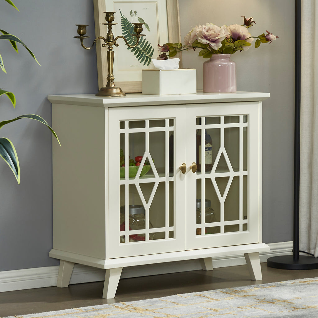 Leoglint Storage Cabinet with Shelf, White Sideboard Cabinet for Living Room, Hallway, Dining Room, Entryway