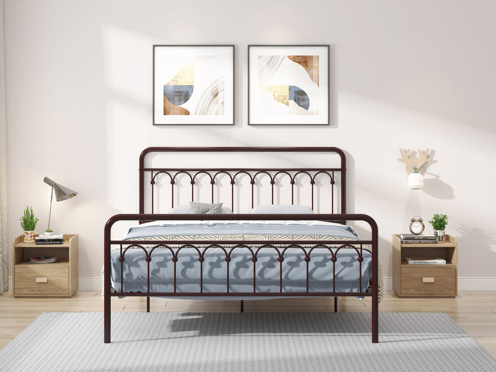 Tara Metal Bed Frame Queen, Antique Brown