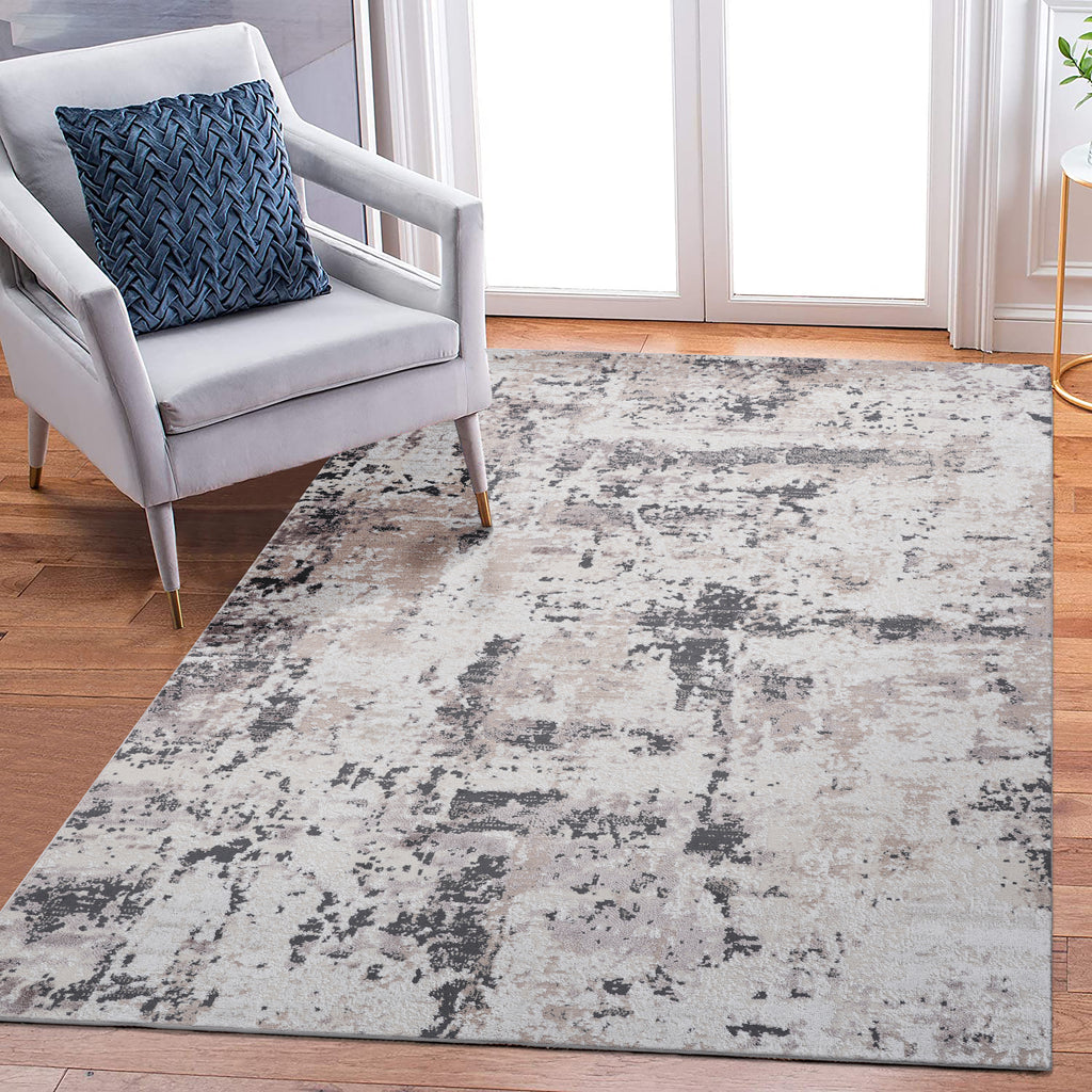 Leoglint 8X10 Cream/Brown /Abstract Non-Shedding Living Room Bedroom Dining Home Office Stylish and Stain Resistant Area Rug