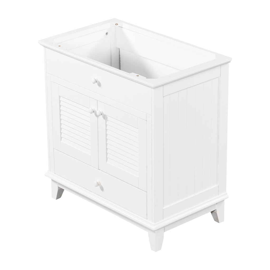 Leoglint 30" Bathroom Vanity Base without Sink, Bathroom Cabinet with Two Doors and One Drawer, White