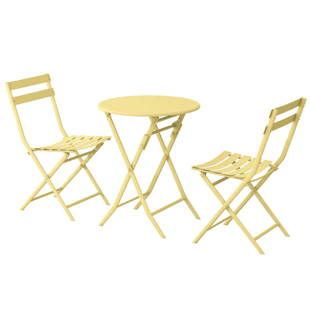 Leoglint 3 Piece Patio Bistro Set of Foldable Round Table and Chairs,Outdoor Chair Yellow