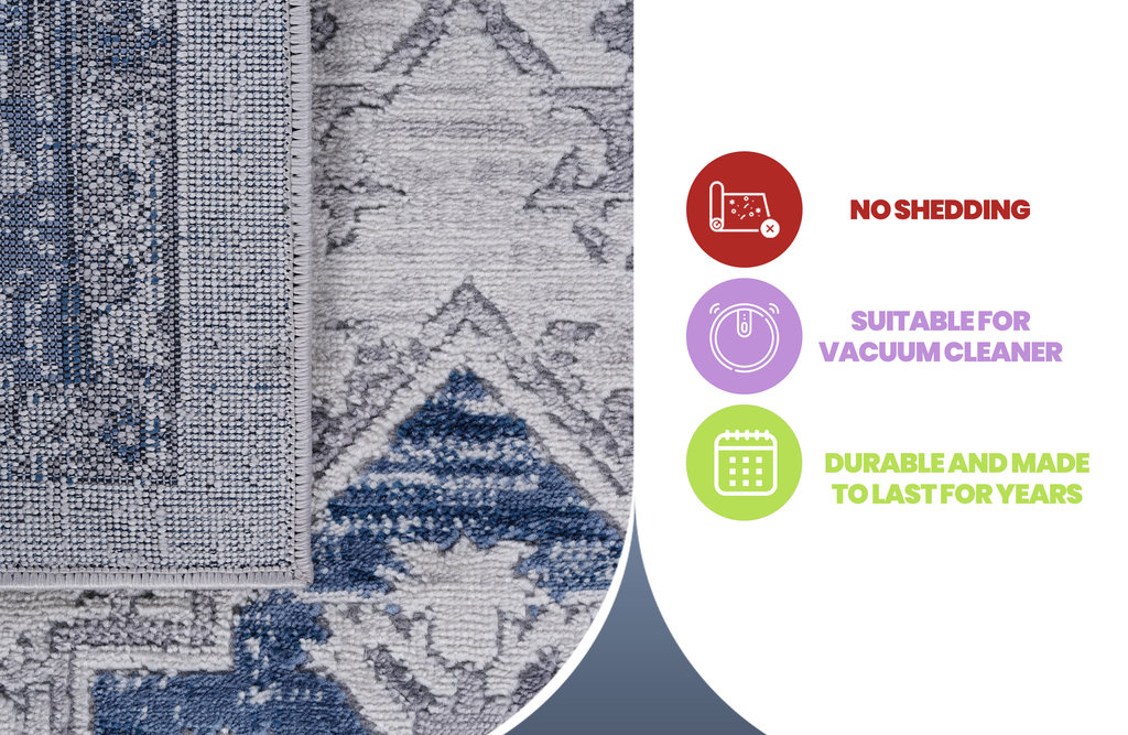 Leoglint 5X7 Blue/Grey/Oriental Non-Shedding Living Room Bedroom Dining Home Office Stylish and Stain Resistant Area Rug