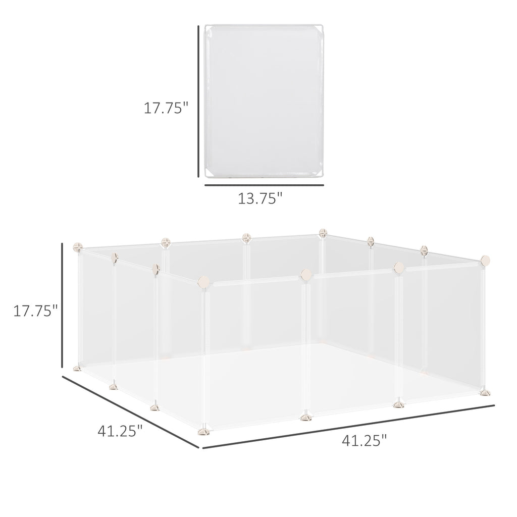 Leoglint Pet Playpen DIY Small Animal Cage Open Enclosure Portable Plastic Fence 12 Panels for Bunny Chinchilla Guinea Pig White, 18" x 14"