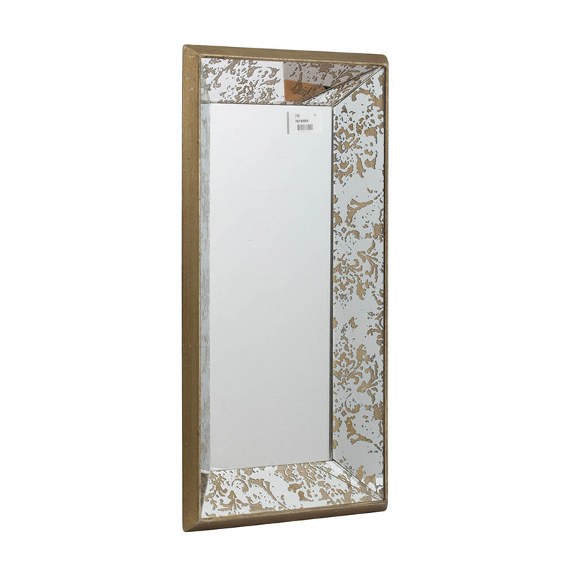 Leoglint 20" x 12" Antique Silver Rectangle Mirror with Floral Accents, Mirrored Display Tray, Hanging Wall Mirror