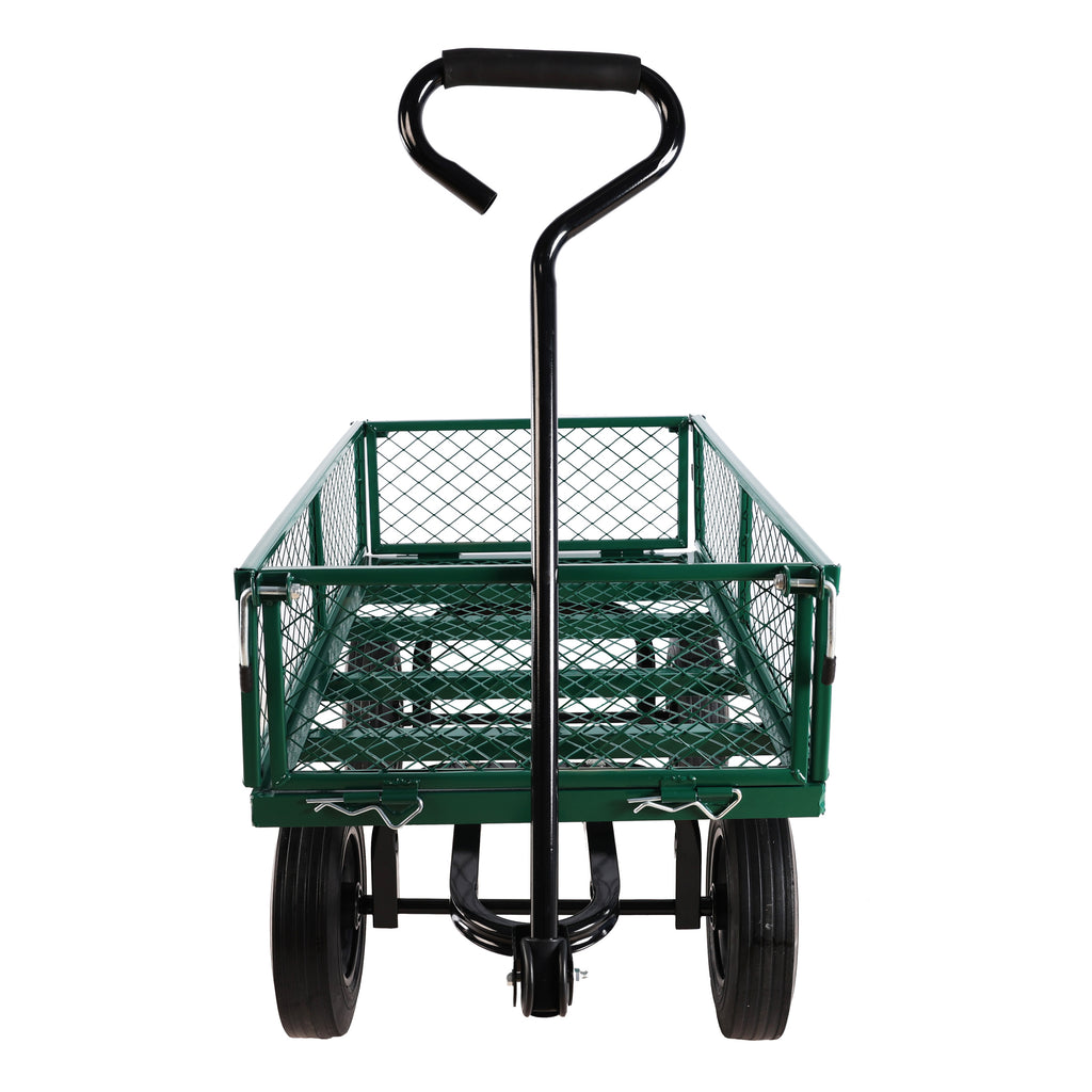 Leoglint (Green solid wheels wagon cart) Solid wheels Tools cart Wagon Cart Garden cart trucks  make it easier to transport firewood