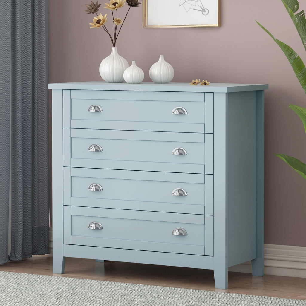 Leoglint Drawer DresserBAR CABINET side cabinet,buffet sideboard,buffet service counter,solid wood frame,plasticdoor panel,retro shell handle,applicable to dining room,living room,kitchen corridor,Grayish Blue