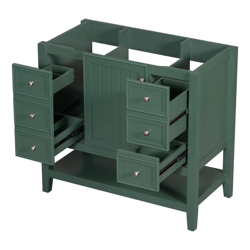 Leoglint 36" Bathroom Vanity without Sink, Cabinet Base Only, One Cabinet and three Drawers, Green