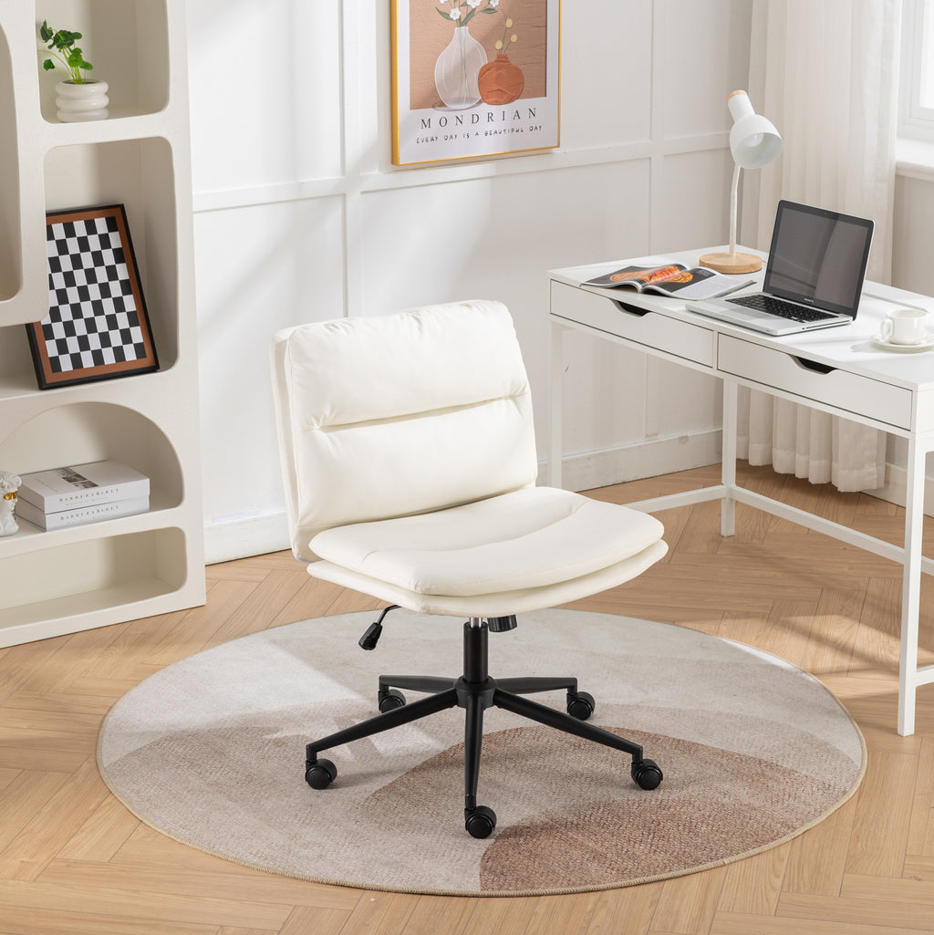 Leoglint Bizerte Adjustable Swivel Outdoor Criss-Cross Chair, Wide Seat/ Office Chair /Vanity Chair, White