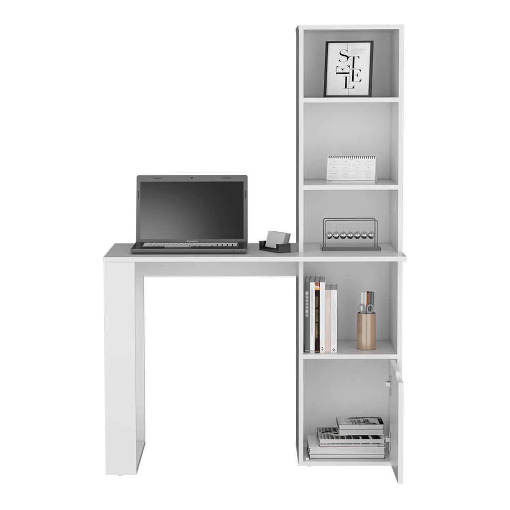 Leoglint Iowa Computer Office Desk with 1-Cabinet and 4-Tier Bookcase