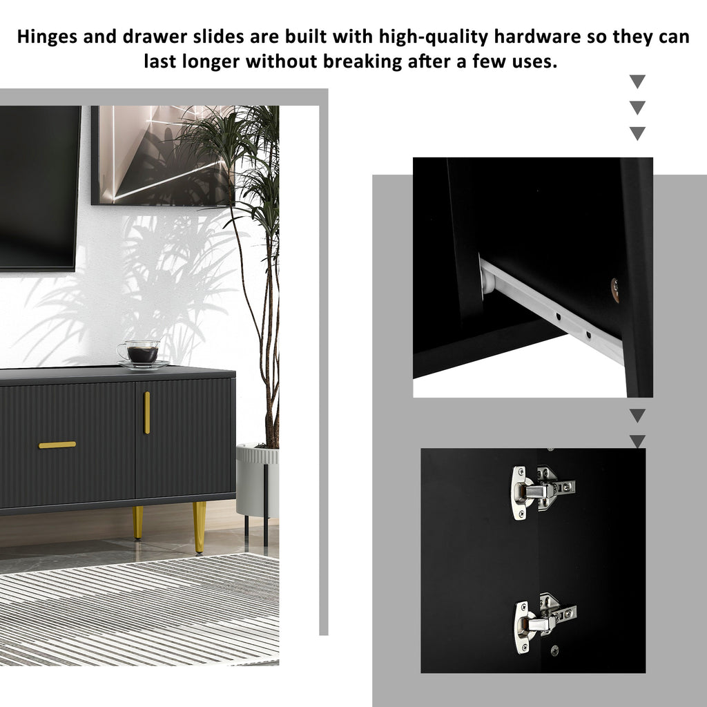 Leoglint U-Can Modern TV Stand with 5 Champagne Legs - Durable, Stylish and Spacious, TVs Up to 75''