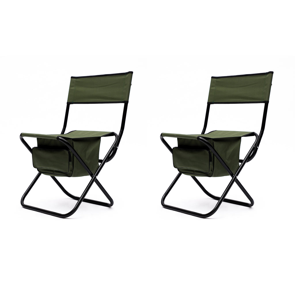 Leoglint 2-piece Folding Outdoor Chair with Storage Bag, Portable Chair for indoor, Outdoor Camping, Picnics and Fishing,Green