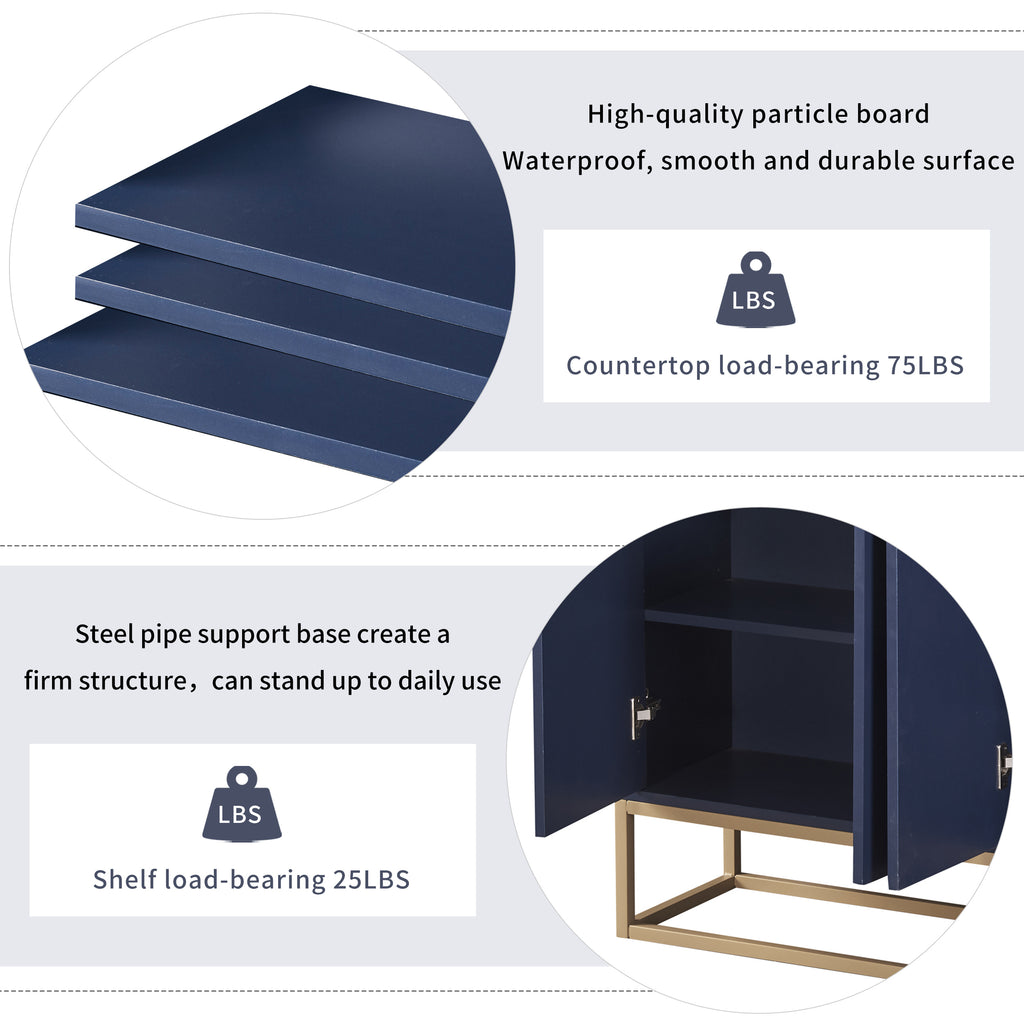 Leoglint TREXM Modern Sideboard Elegant Buffet Cabinet with Large Storage Space for Dining Room, Entryway (Navy)