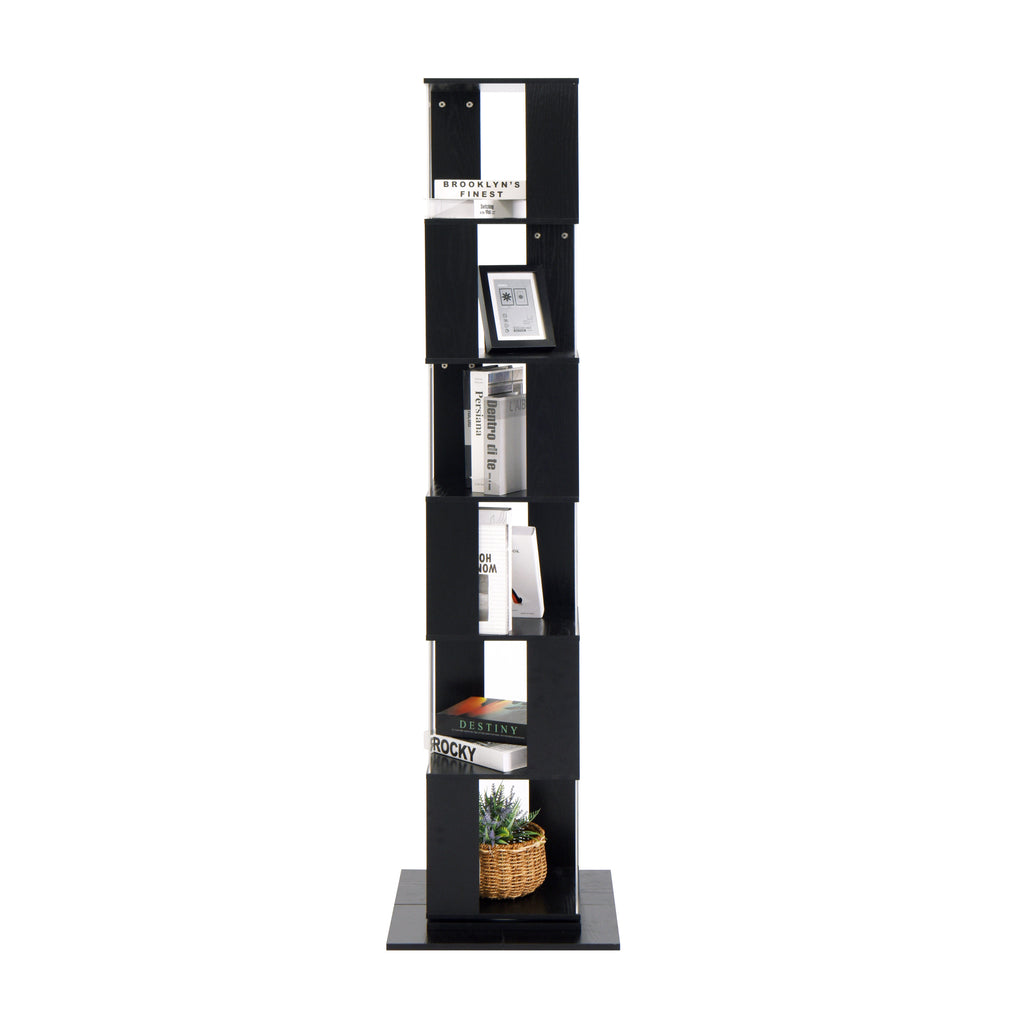 Leoglint 6 tier Rotating Bookshelf, Floor Rack Simple Bookcase  with Acrylic plate Student Multi-Function Creative Bookshelf for Living Room with anti-toppling base