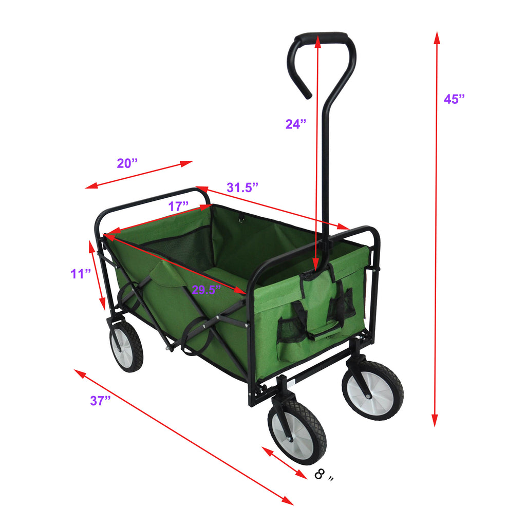 Leoglint Garden cart Folding Wagon Garden Shopping Beach Cart (Green)