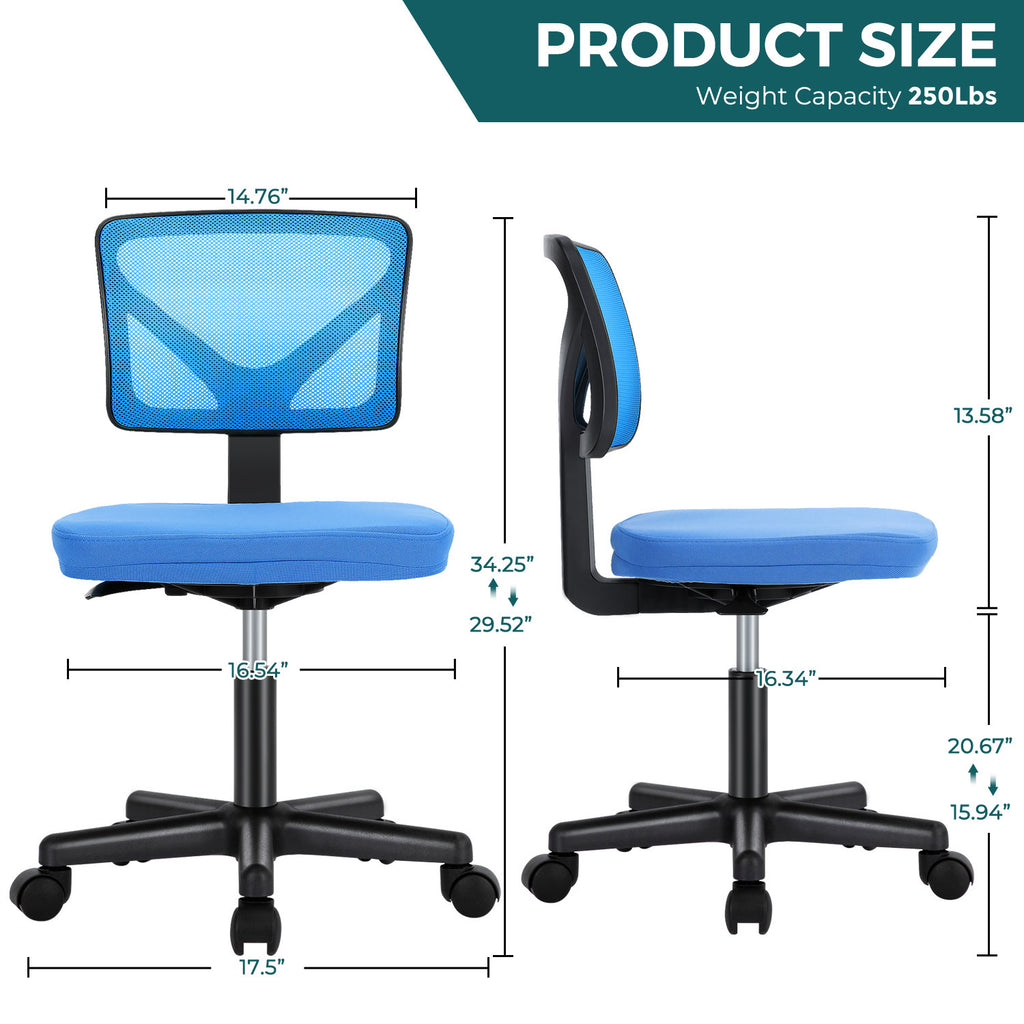 Leoglint Sweetcrispy Armless Desk Chair Small Home Office Chair with Lumbar Support